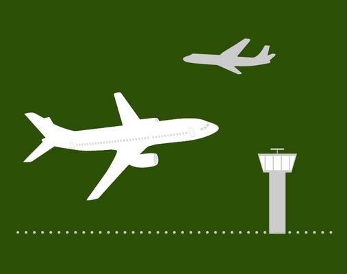 Flughafen Grafik vor grünem Hintergrund