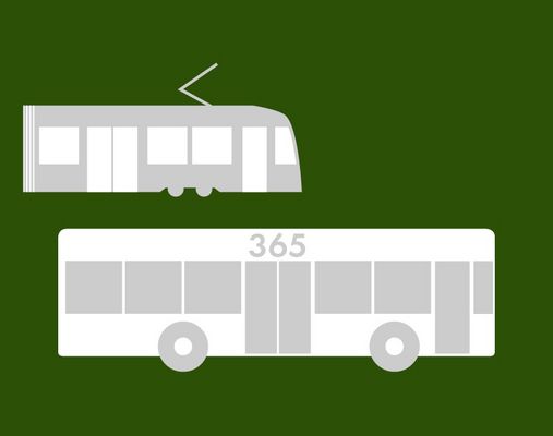 Bus und Tram Grafik vor grünem Hintergrund