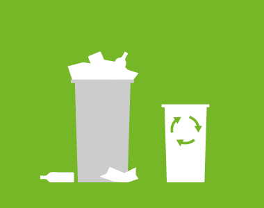 Müll und Recycling Grafik vor grünem Hintergrund